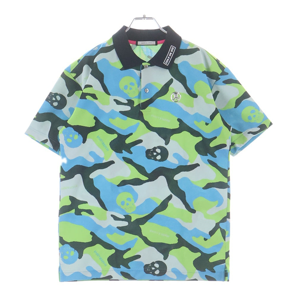 MARK&LONA(マークアンドロナ) 21SS Gauge Polo カモフラ スカル総柄 半袖ポロシャツ ショートスリーブ マルチカラー MLM-1B-AP30