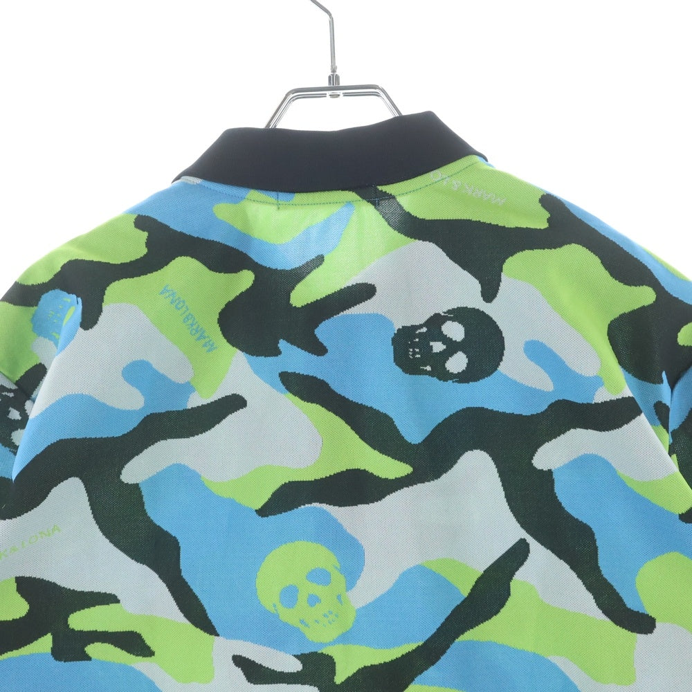 MARK&LONA(マークアンドロナ) 21SS Gauge Polo カモフラ スカル総柄 半袖ポロシャツ ショートスリーブ マルチカラー MLM-1B-AP30
