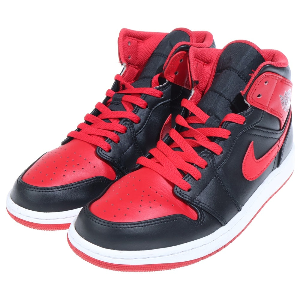 NIKE(ナイキ) AIR JORDAN 1 MID BRED TOE DQ8426-060 エアジョーダン 1 ブレッド トゥ レザーミッドカットスニーカー シューズ ブラック/レッド US10/28.0cm