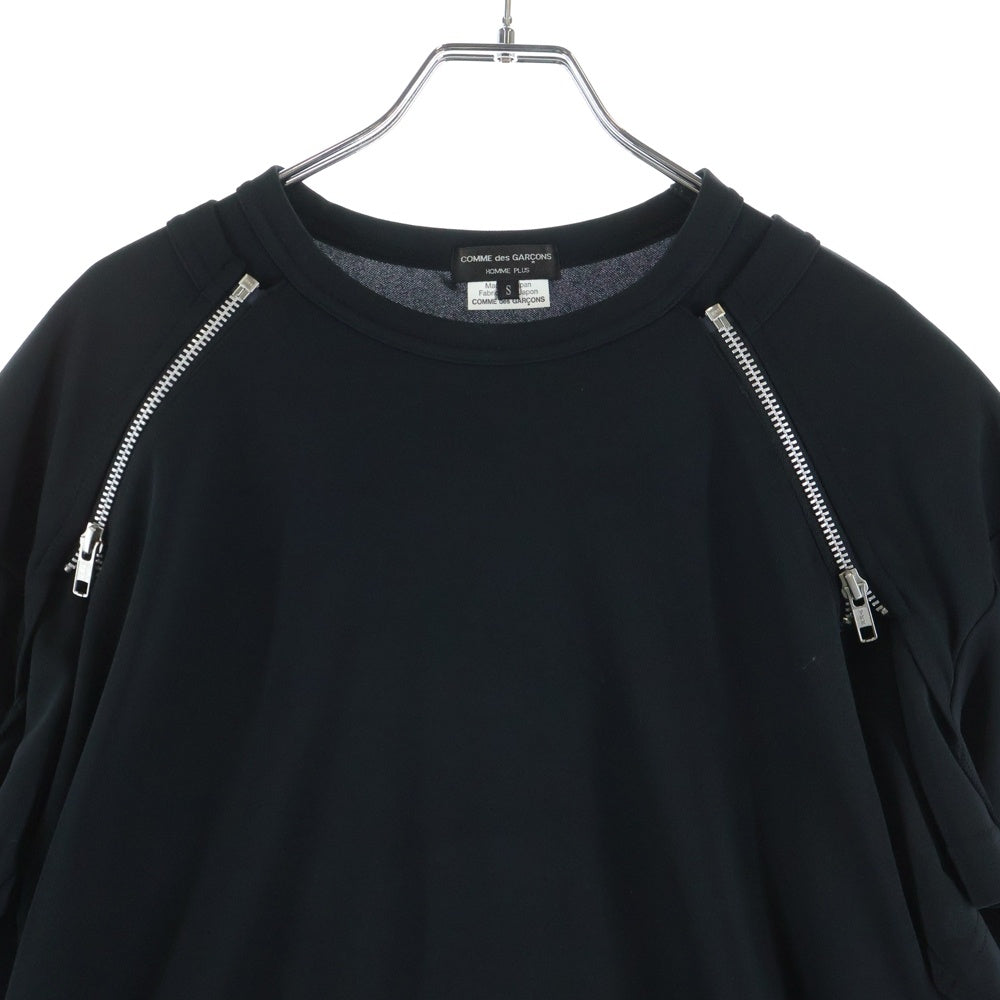 COMME des GARCONS HOMME PLUS(コムデギャルソンオムプリュス) 25SS ドッキング ダブルジップ レイヤード クルーネック 長袖Tシャツ カットソー ブラック PO-T022