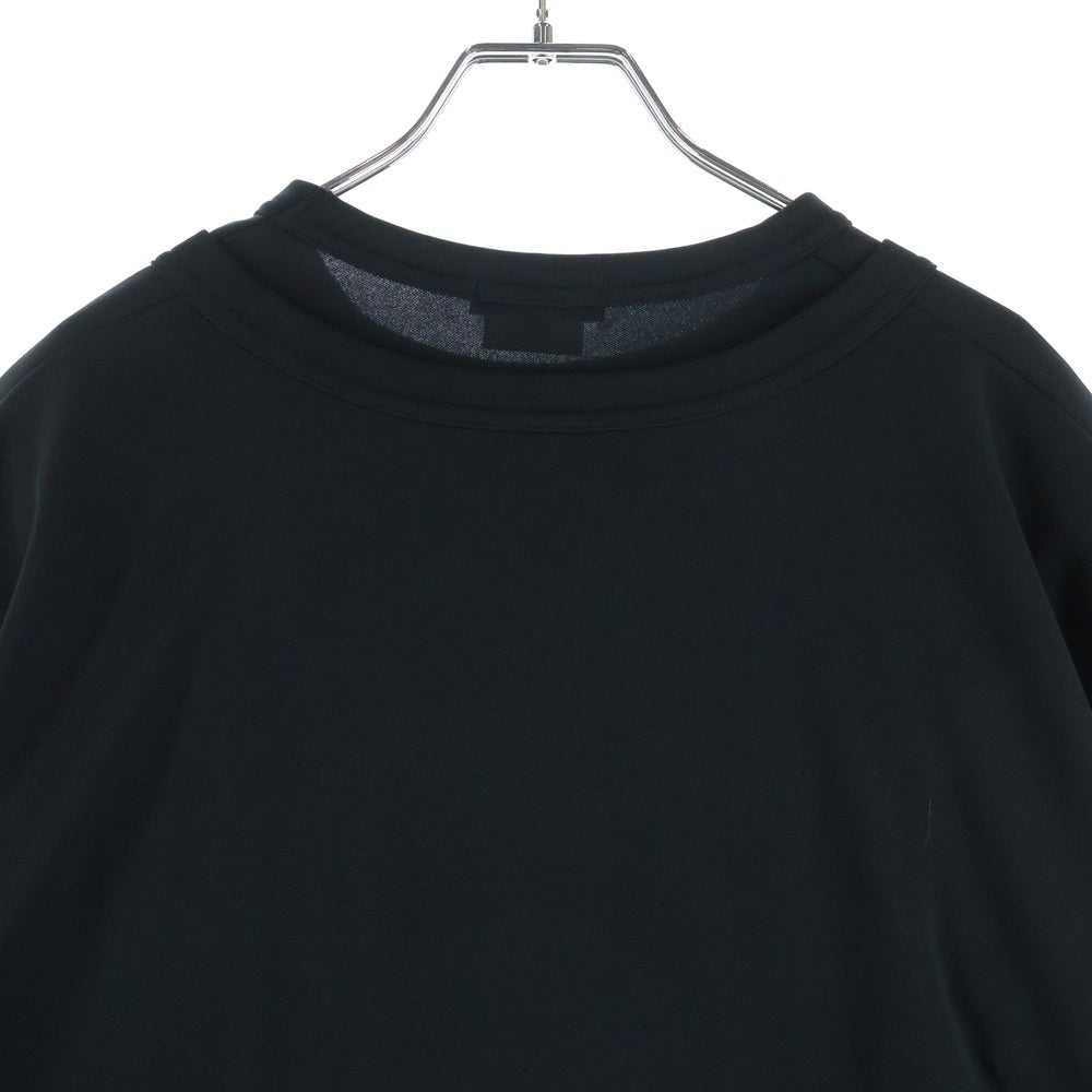 COMME des GARCONS HOMME PLUS(コムデギャルソンオムプリュス) 25SS ドッキング ダブルジップ レイヤード クルーネック 長袖Tシャツ カットソー ブラック PO-T022