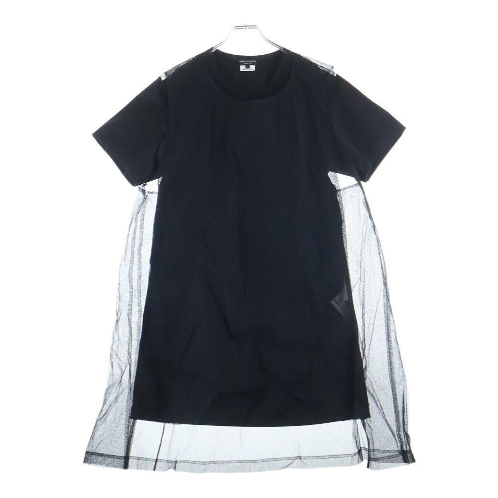 COMME des GARCONS HOMME PLUS(コムデギャルソンオムプリュス) 25SS チュールレイヤード エステルロング半袖Tシャツ カットソー ブラック PO-T026