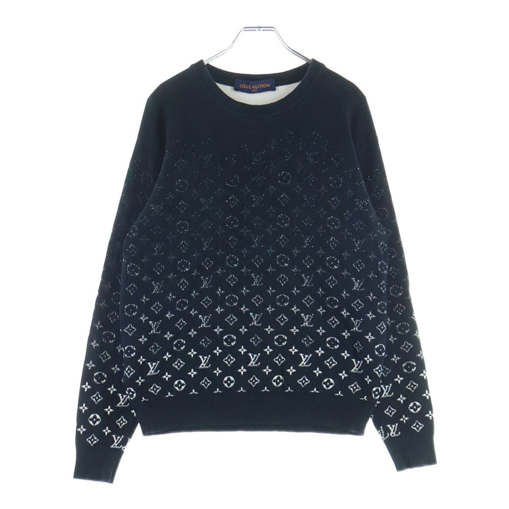 LOUIS VUITTON(ルイヴィトン) 20AW Gradient Monogram Sweat グラディエントモノグラムクルーネック コットンニットセーター ブラック RM211Q USO HKN44W