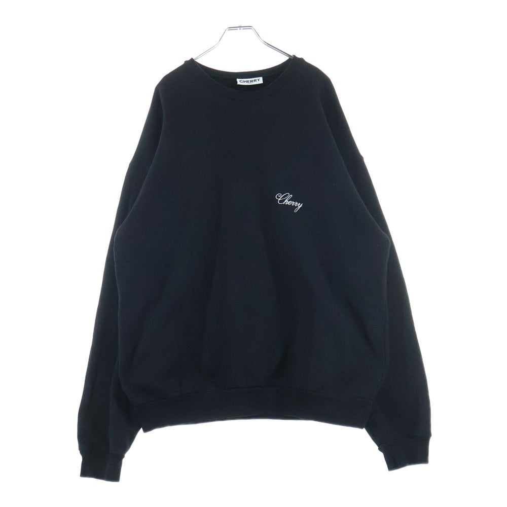 NO BRAND(ノーブランド) CHERRY LOS ANGELES LOGO CREWNECK SWEAT チェリーロサンゼルス ロゴ刺繍 クルーネックスウェット ブラック 5568-343-0240