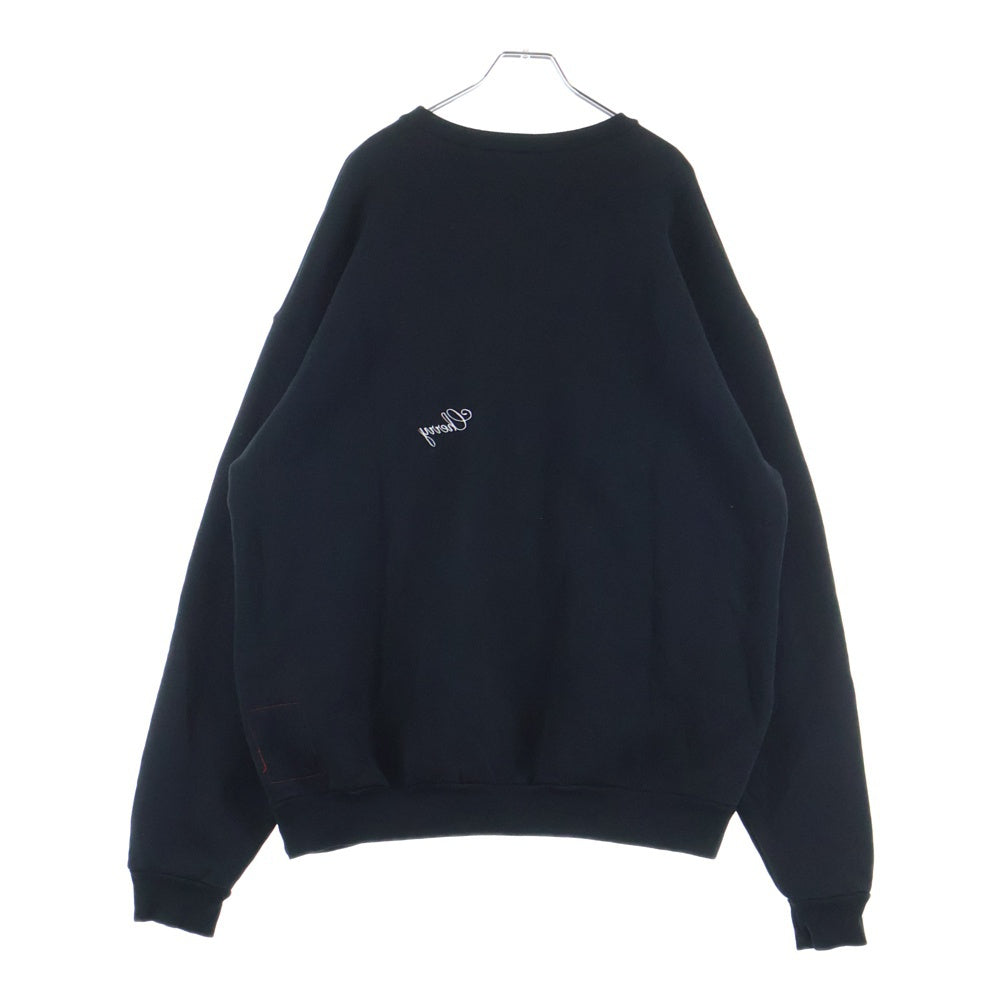 NO BRAND(ノーブランド) CHERRY LOS ANGELES LOGO CREWNECK SWEAT チェリーロサンゼルス ロゴ刺繍 クルーネックスウェット ブラック 5568-343-0240
