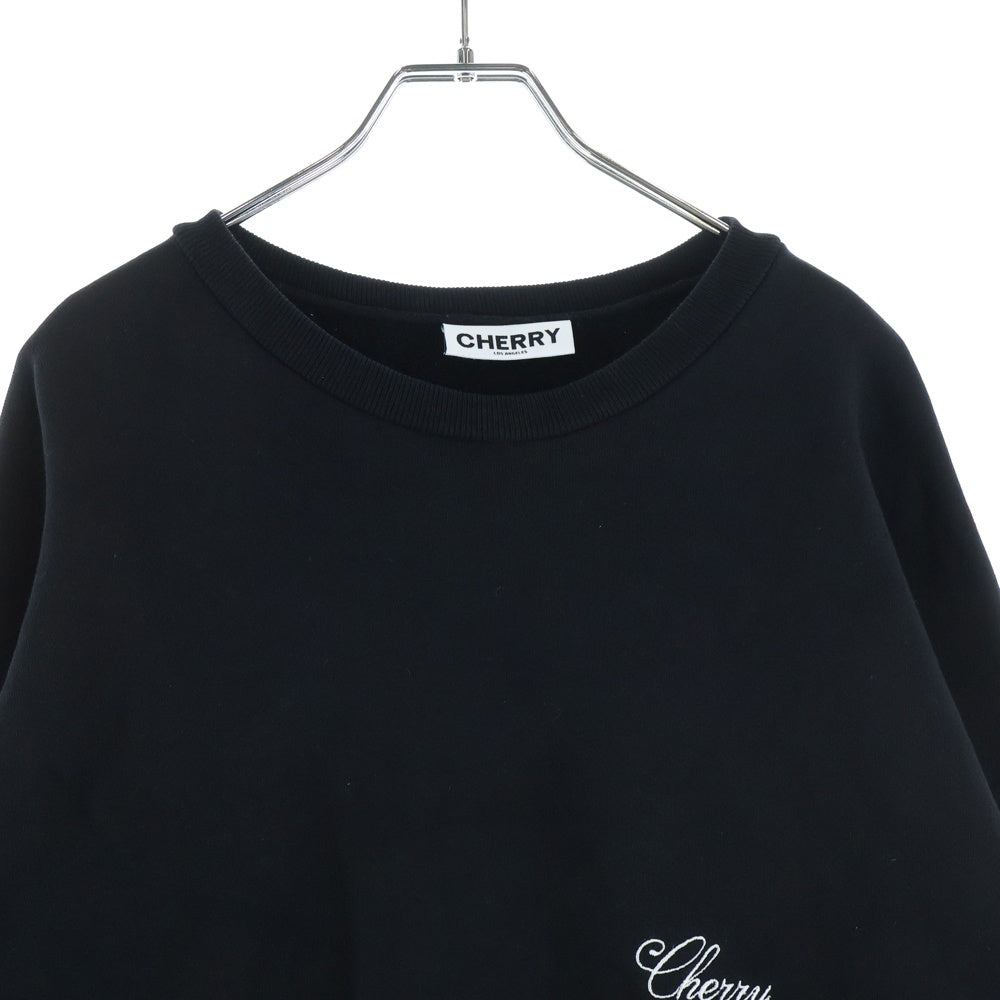 NO BRAND(ノーブランド) CHERRY LOS ANGELES LOGO CREWNECK SWEAT チェリーロサンゼルス ロゴ刺繍 クルーネックスウェット ブラック 5568-343-0240