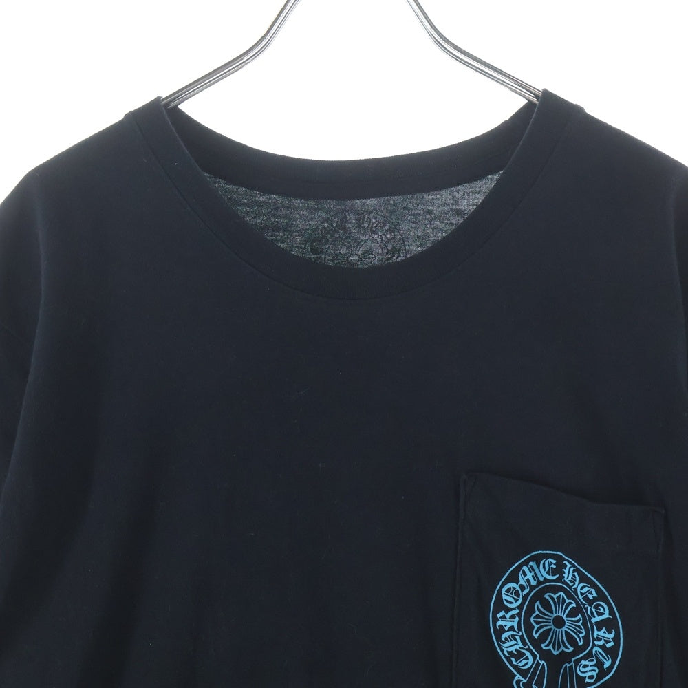 CHROME HEARTS(クロムハーツ) 3 BULU CROSS S/S TEE 3セメタリークロス ロゴプリント フロントホースシュー クルーネック半袖Tシャツ カットソー ブラック/ブルー