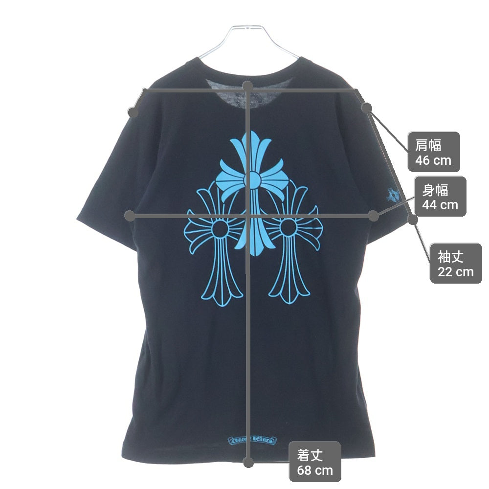CHROME HEARTS(クロムハーツ) 3 BULU CROSS S/S TEE 3セメタリークロス ロゴプリント フロントホースシュー クルーネック半袖Tシャツ カットソー ブラック/ブルー