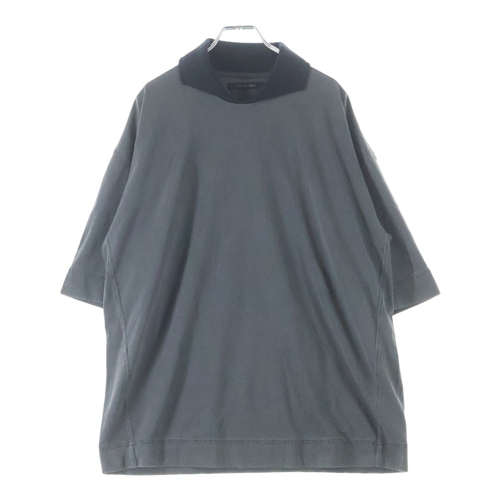 NO BRAND ノーブランド PHOEBE PHILO（フィービーファイロ) 25SS CUT COLLAR T-SHIRT 立ち衿 半袖ポロシャツ カットソー グレー/ブラック AT92 CO2448 NO BRAND(ノーブランド) PHOEBE PHILO（フィービーファイロ) 25SS CUT