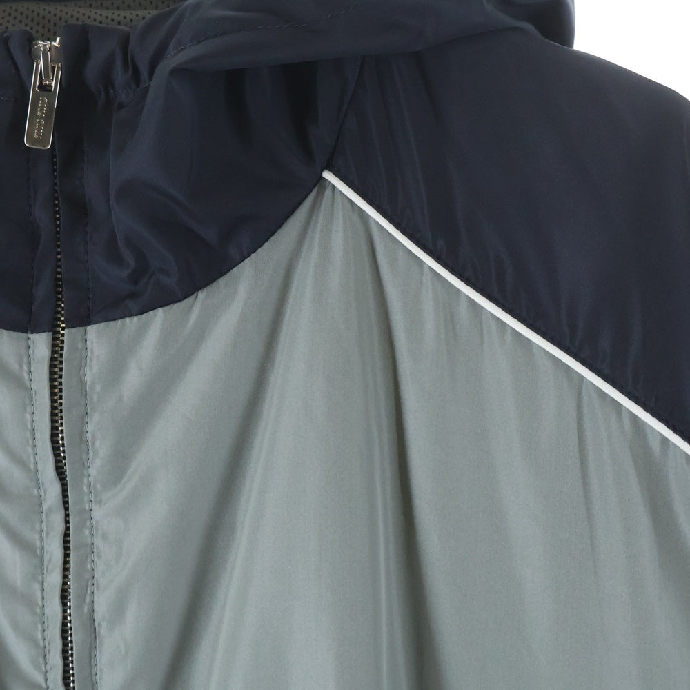 miumiu(ミュウミュウ) 25SS Technical Nylon Zip Up Jacket テクニカル ジップアップ ジャケット ブルゾン グレー/ブラック ML1220 S000