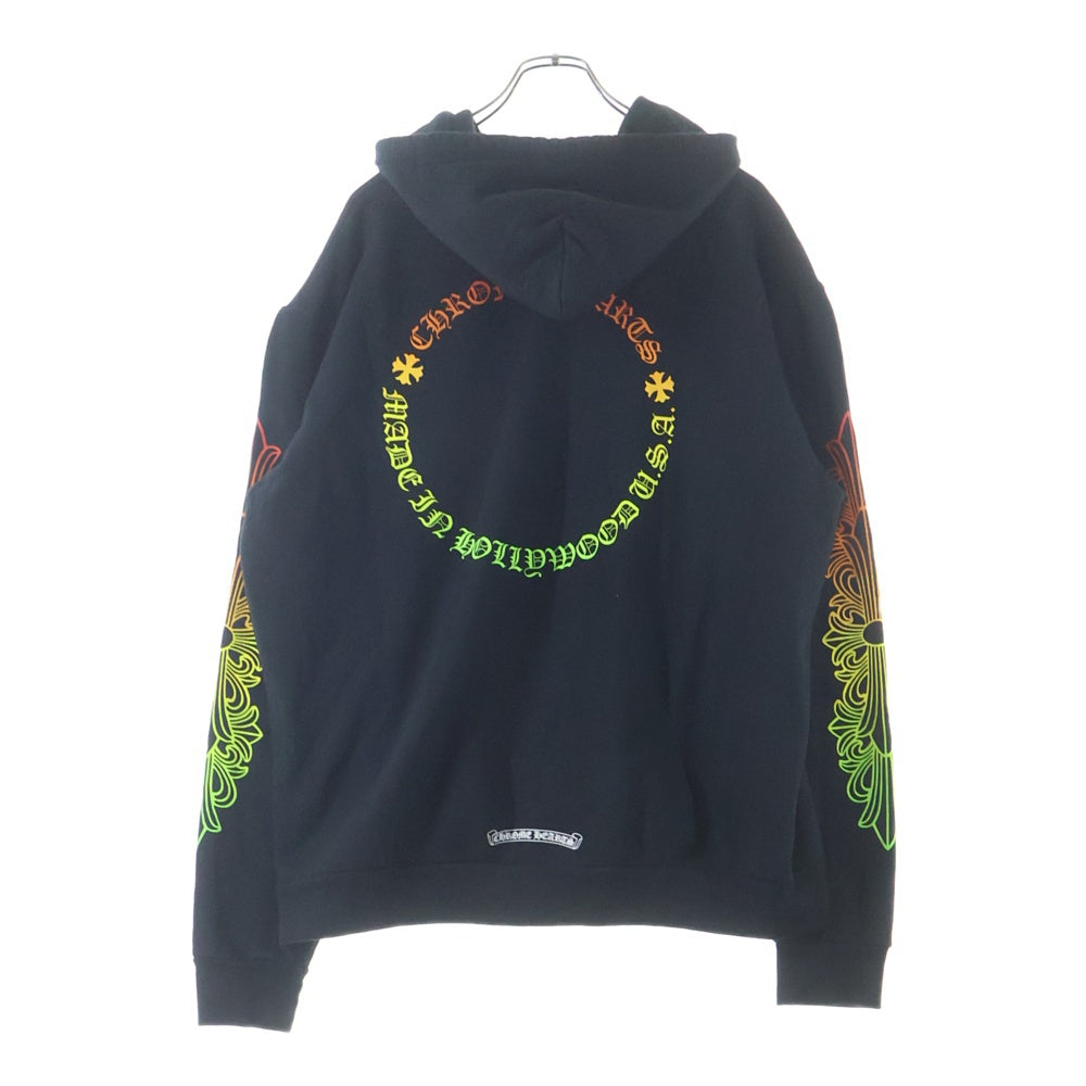 CHROME HEARTS(クロムハーツ) Back Grad Circle Logo Hoodie アームフローラル グラデーションサークルプリント プルオーバー パーカー ブラック