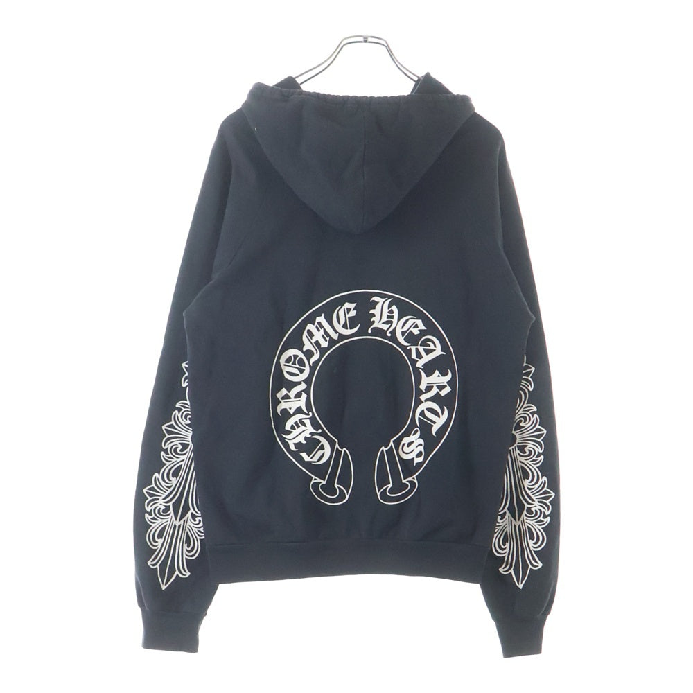 CHROME HEARTS(クロムハーツ) OLD オールド アームフローラルクロス ホースシュープリント ダガージップパーカー ブラック
