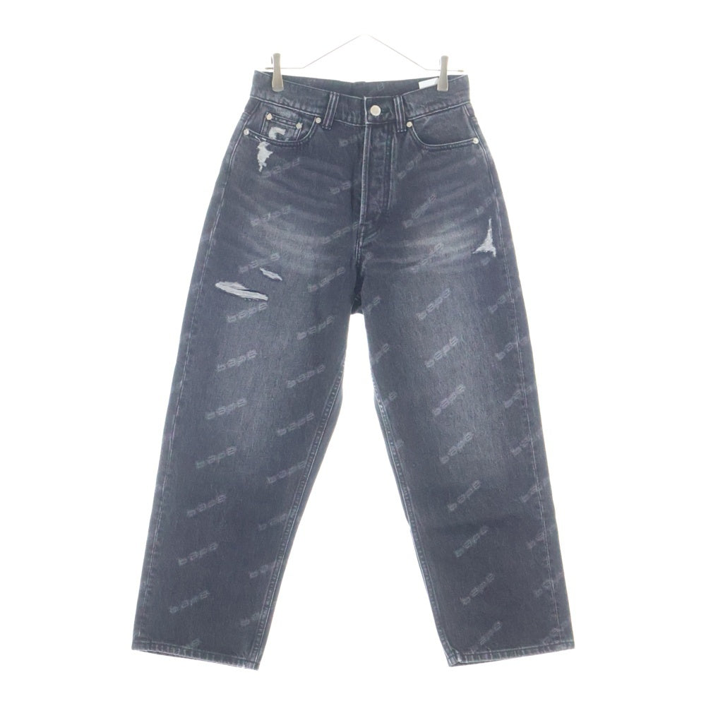A BATHING APE(アベイシングエイプ) DESTROY DENIM PANTS ボタンフライ デストロイデニムパンツ ブラック 001DPK301301M