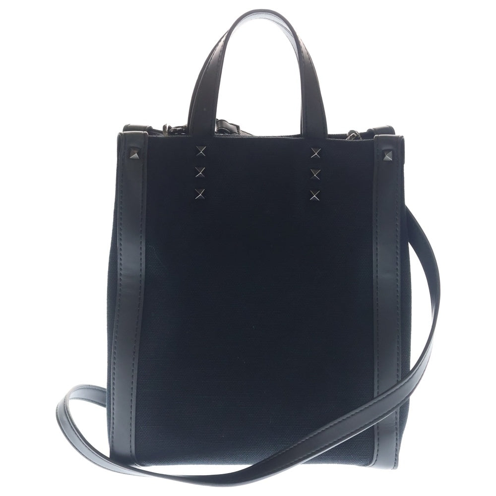 VALENTINO(ヴァレンティノ) VLTN刺繍 2WAY キャンバス トートバッグ ブラック レディース