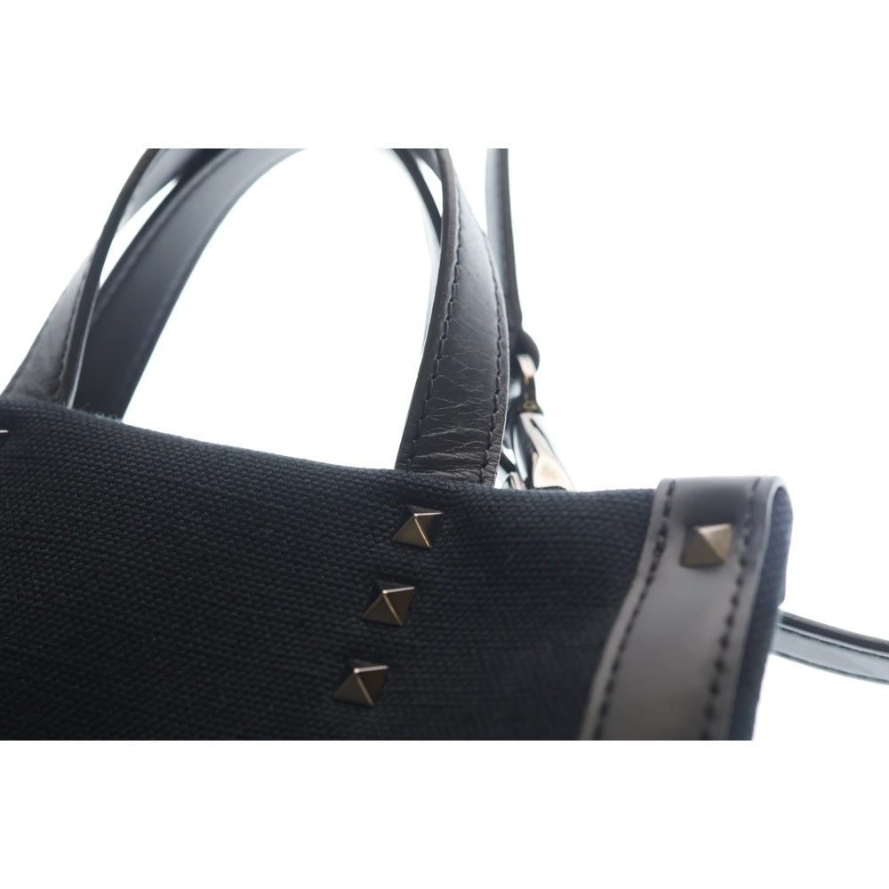VALENTINO(ヴァレンティノ) VLTN刺繍 2WAY キャンバス トートバッグ ブラック レディース