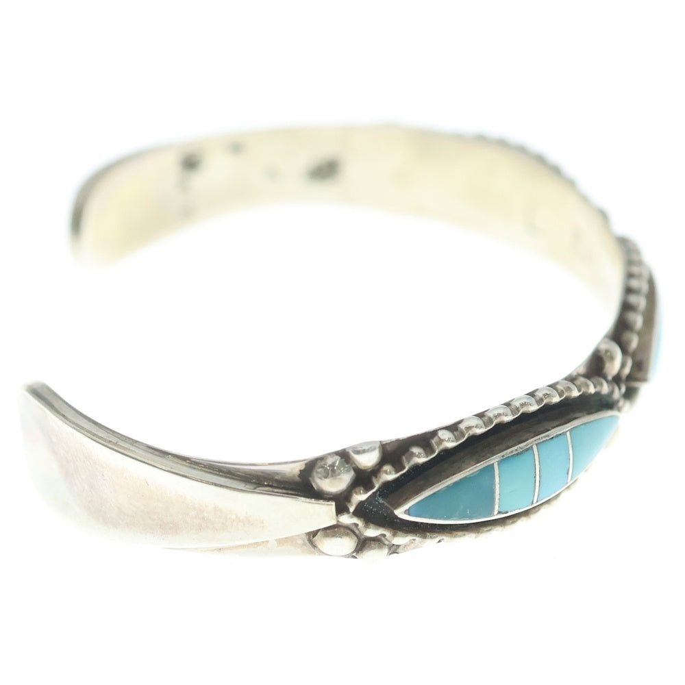 INDIAN JEWELRY(インディアンジュエリー) ZUNI Lloyd Salvador ズニ族 ロイド サルヴァドール ターコイズインレイ バングル ブレスレット シルバー/ターコイズ