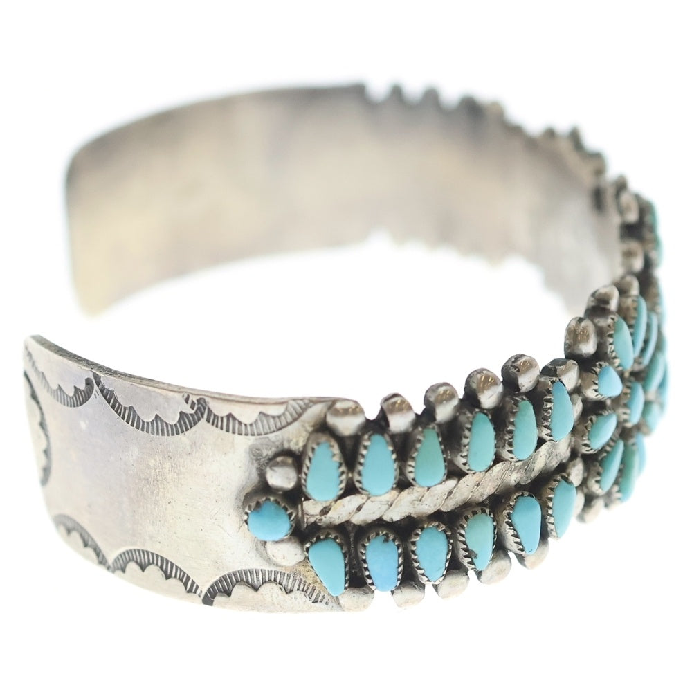 INDIAN JEWELRY(インディアンジュエリー) ZUNI Irene Paylusi ズニ族 アイリーン ペイルシ ターコイズクラスターバングル ブレスレット シルバー/ターコイズ