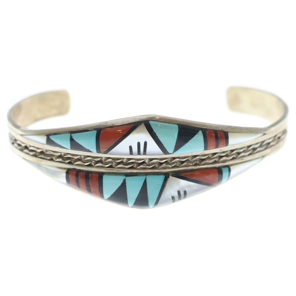 INDIAN JEWELRY(インディアンジュエリー) ZUNI ズニ族 インレイワーク バングル ブレスレット シルバー