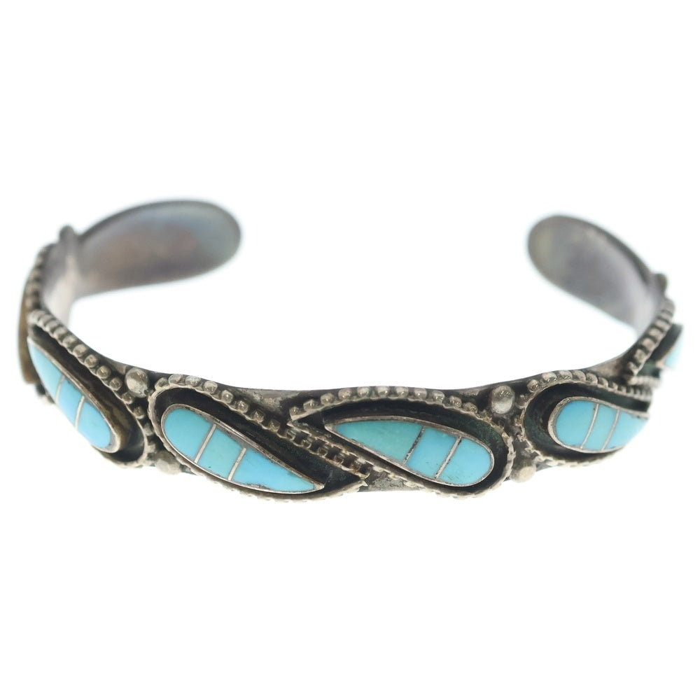 INDIAN JEWELRY(インディアンジュエリー) ZUNI Lloyd Salvador ズニ族 ロイド サルヴァドール ターコイズインレイ バングル ブレスレット シルバー/ターコイズ