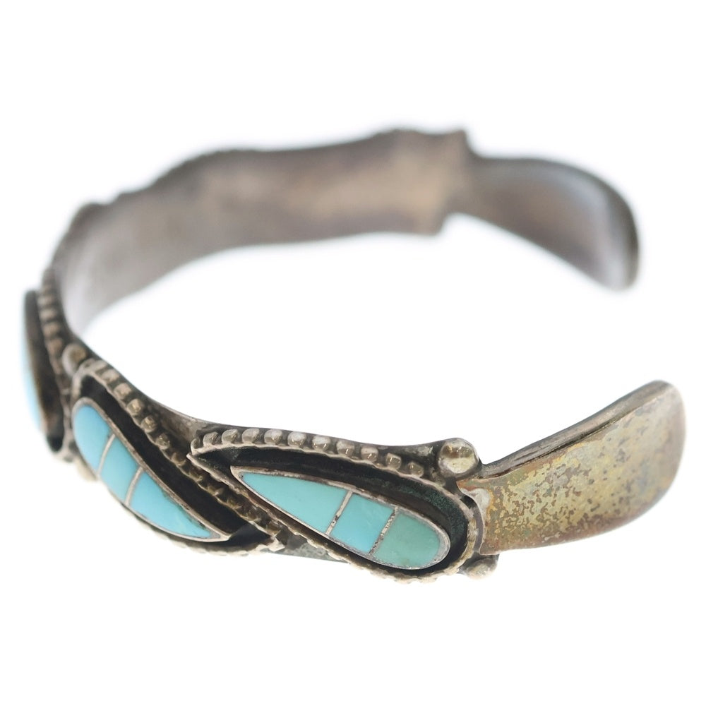 INDIAN JEWELRY(インディアンジュエリー) ZUNI Lloyd Salvador ズニ族 ロイド サルヴァドール ターコイズインレイ バングル ブレスレット シルバー/ターコイズ
