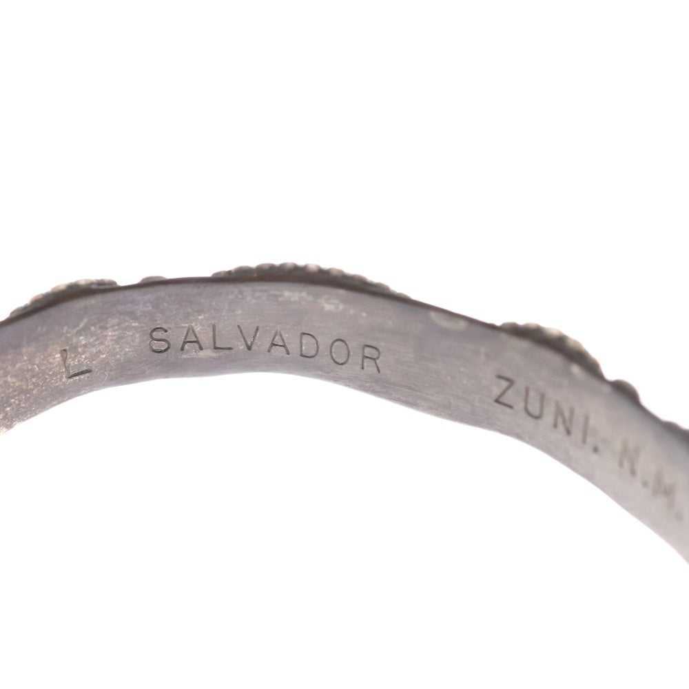 INDIAN JEWELRY(インディアンジュエリー) ZUNI Lloyd Salvador ズニ族 ロイド サルヴァドール ターコイズインレイ バングル ブレスレット シルバー/ターコイズ