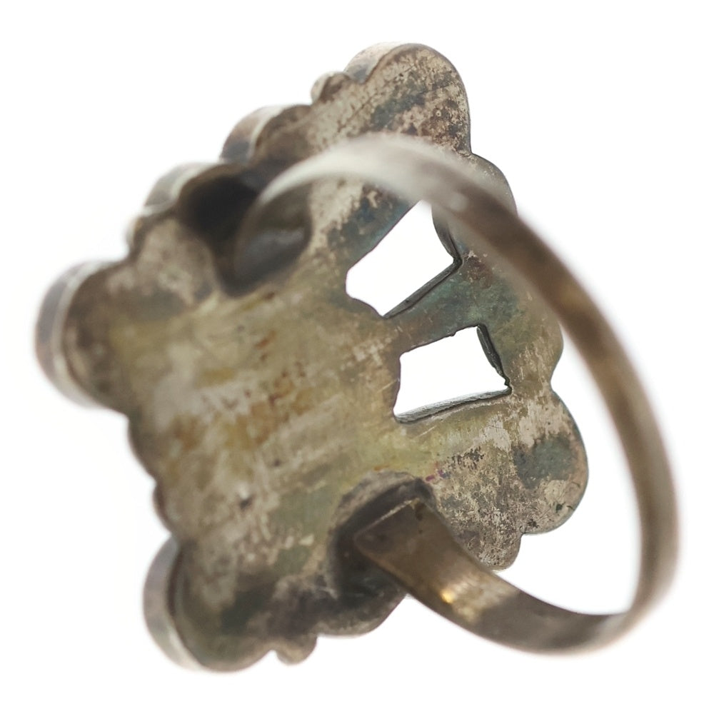 INDIAN JEWELRY(インディアンジュエリー) ZUNI族 ズニ族 D.S刻印バタフライモチーフ カラーストーン リング シルバー