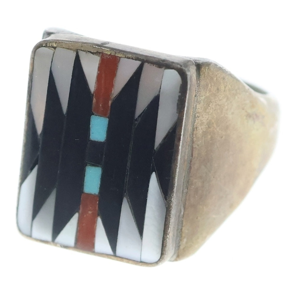 INDIAN JEWELRY(インディアンジュエリー) ZUNI DISHTA ズニ族 ディシタ インレイワーク リング シルバー
