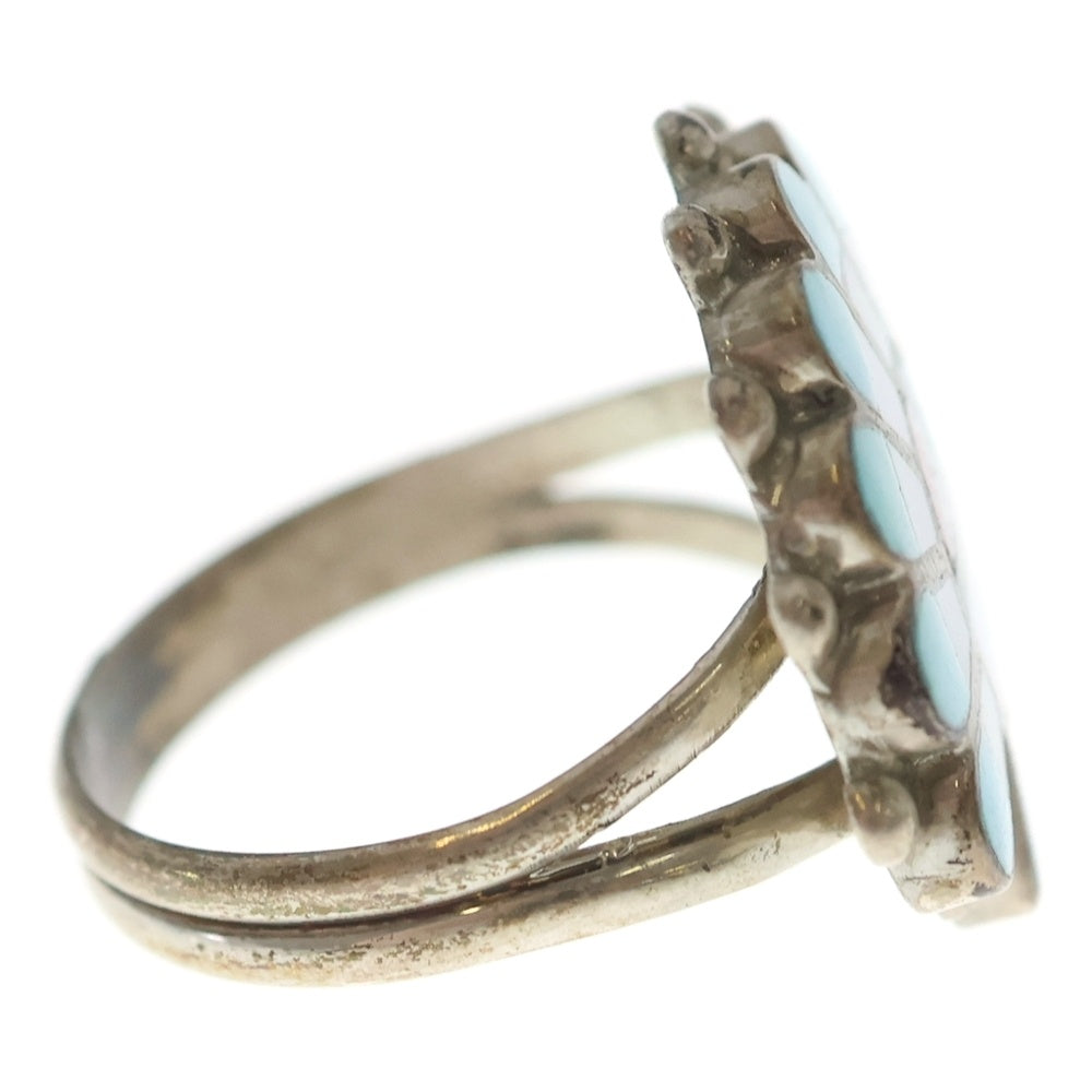 INDIAN JEWELRY(インディアンジュエリー) ZUNI ズニ族 CR刻印 サンフェイス フェザーヘッドモチーフ リング シルバー