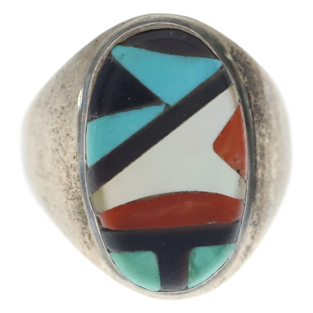 INDIAN JEWELRY(インディアンジュエリー) ZUNI R> ズニ族 インレイワーク リング シルバー