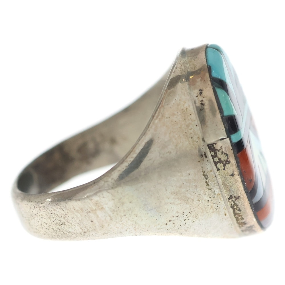 INDIAN JEWELRY(インディアンジュエリー) ZUNI ズニ族 珊瑚インレイワーク リング シルバー