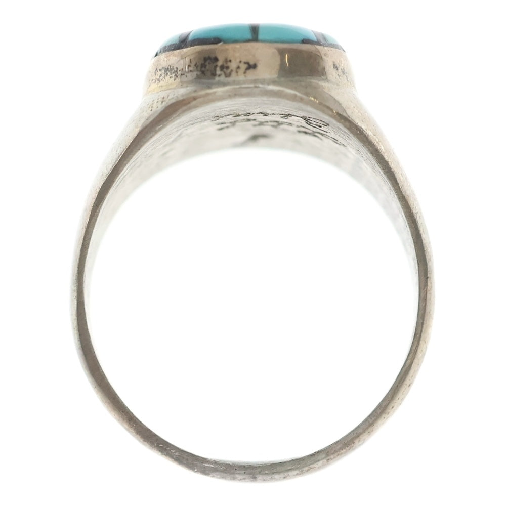 INDIAN JEWELRY(インディアンジュエリー) ZUNI ズニ族 珊瑚インレイワーク リング シルバー