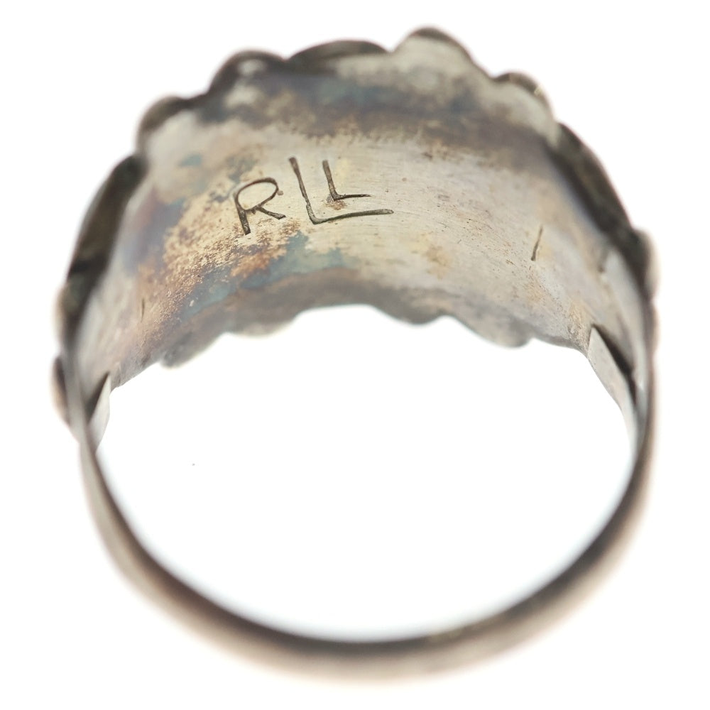 INDIAN JEWELRY(インディアンジュエリー) ZUNI RLL刻印 ズニ族 フラワーモチーフ インレイワーク リング シルバー/ターコイズ