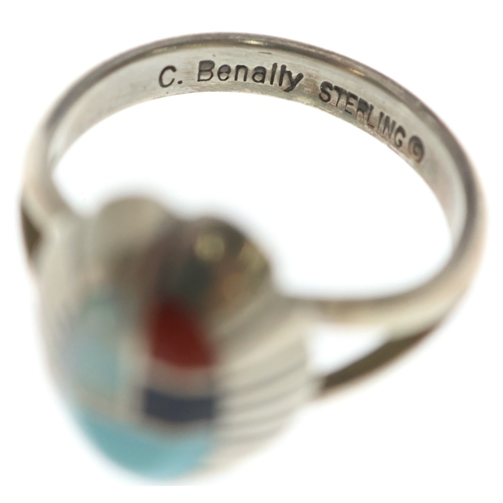 INDIAN JEWELRY(インディアンジュエリー) NAVAJO Chester Benally ナバホ族 チェスターベリナー インレイワーク リング シルバー/ターコイズ