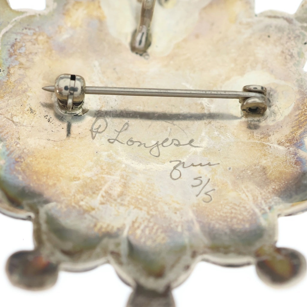 INDIAN JEWELRY(インディアンジュエリー) ZUNI Pauline Lonjose ズニ族 ポーリンロンジョセ サンフェイス インレイワーク ブローチ ペンダントトップ シルバー/マルチ