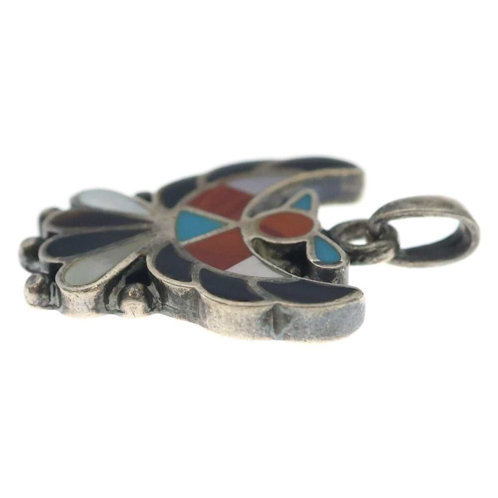 INDIAN JEWELRY(インディアンジュエリー) ZUNI ズニ族 サンダーバードモチーフ インレイワーク ペンダントトップ シルバー/マルチ
