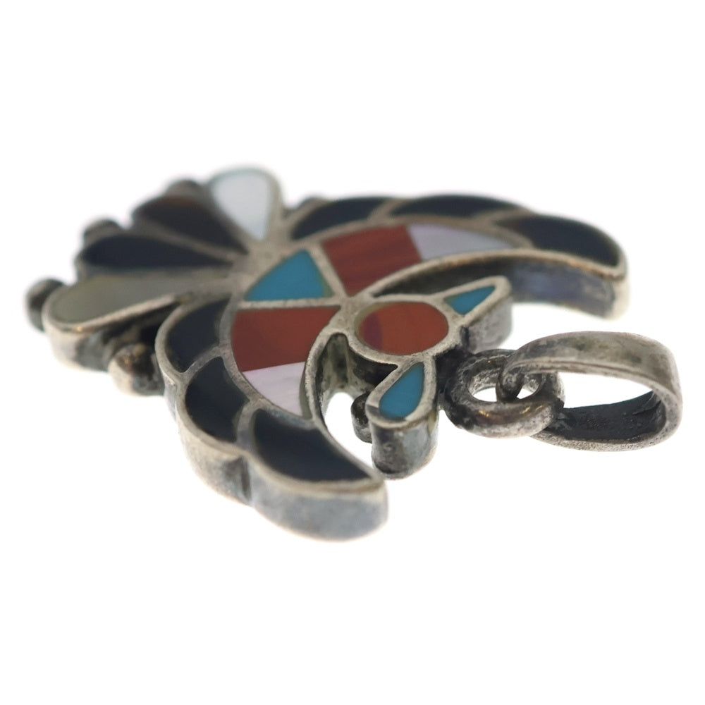 INDIAN JEWELRY(インディアンジュエリー) ZUNI ズニ族 サンダーバードモチーフ インレイワーク ペンダントトップ シルバー/マルチ