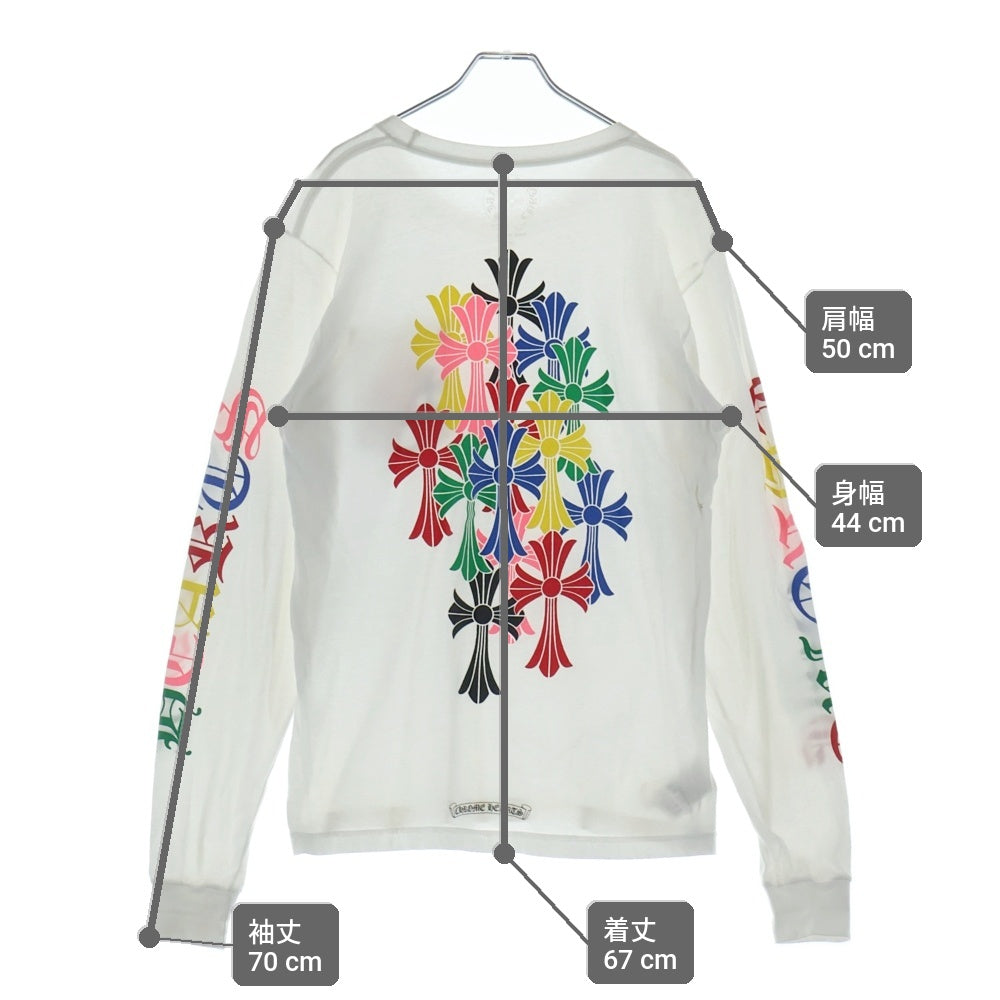 CHROME HEARTS(クロムハーツ) MLTCOL CEM CRS LS マルチセメタリークロスプリント クルーネック 長袖Tシャツ カットソー ホワイト