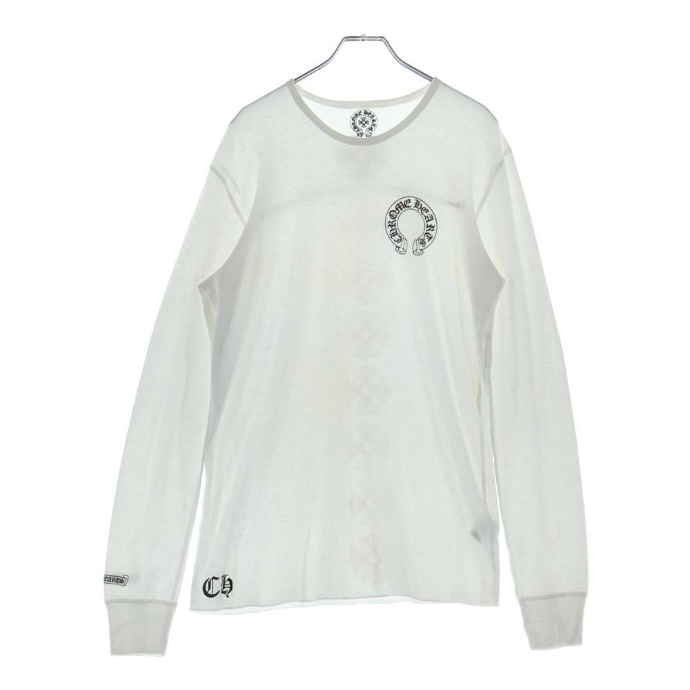 CHROME HEARTS(クロムハーツ) ホースシュープリント サーマル長袖Tシャツ カットソー クルーネックTシャツ ホワイト