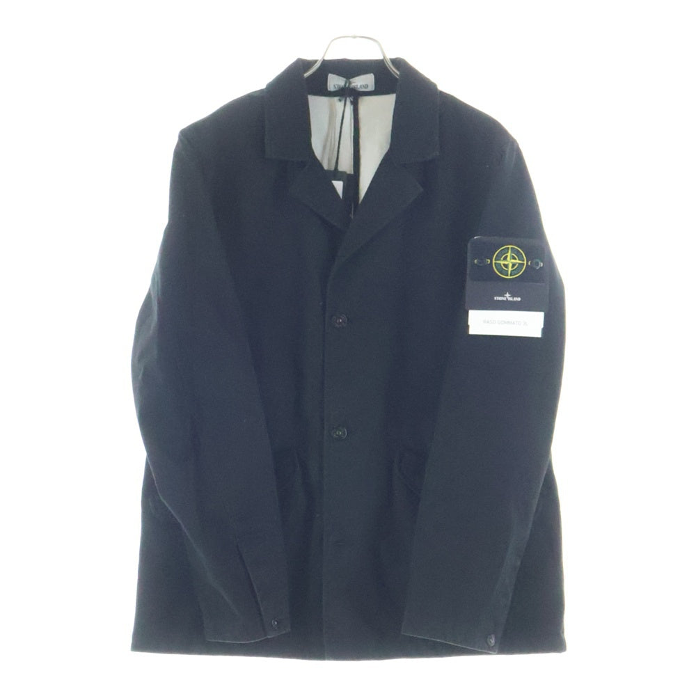 STONE ISLAND(ストーンアイランド) RASO GOMMATO 3L ノッチドラペル 3B アームロゴワッペン ユーティリティジャケット ブラック K1S15A100003S0034