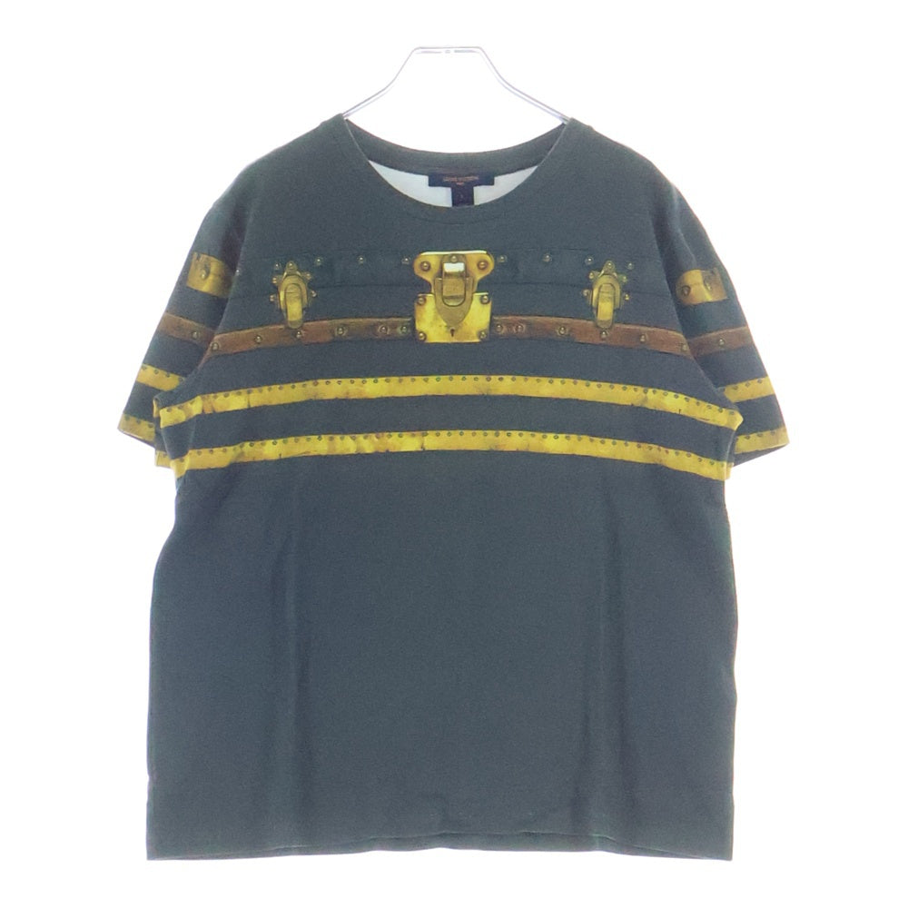 LOUIS VUITTON(ルイヴィトン) トランクプリント クルーネック コットン 半袖Tシャツ カットソー グレー RW182B IRB FFTS79