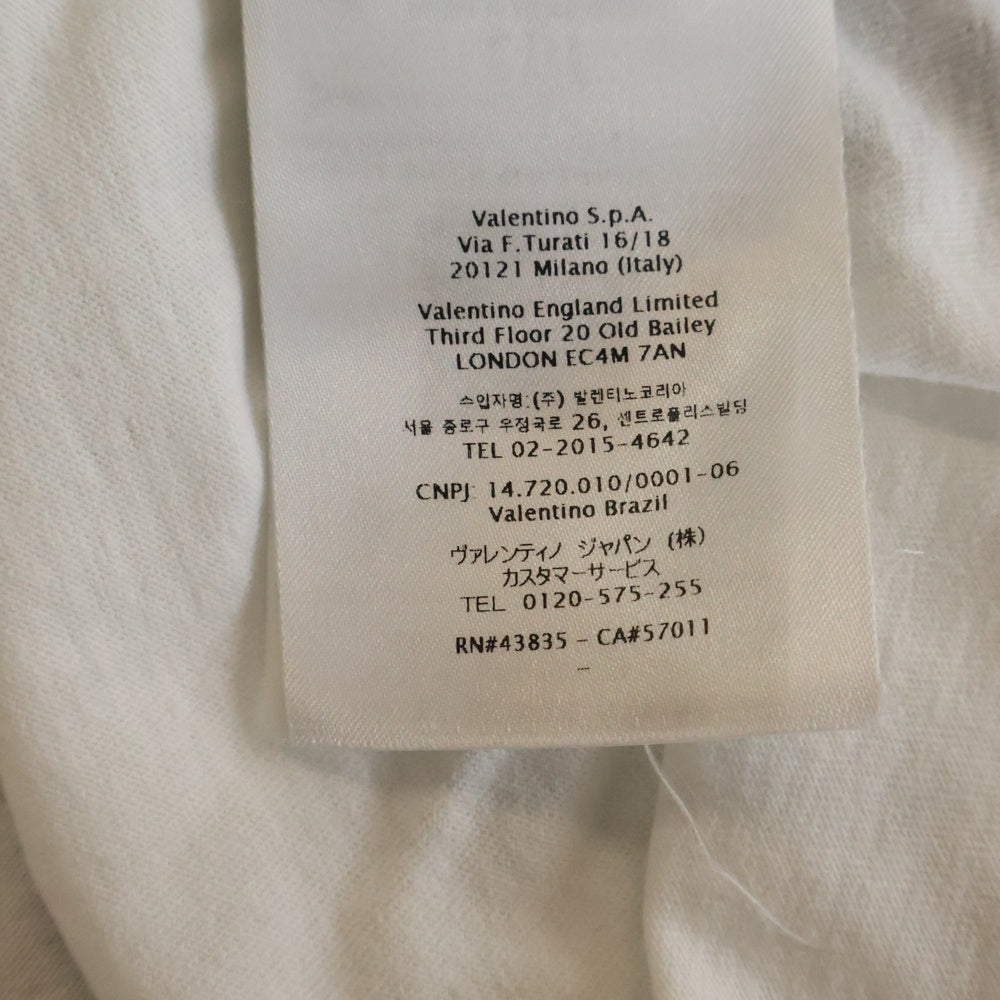VALENTINO(ヴァレンティノ) フロントロゴ フラワーデザイン 半袖Tシャツ カットソー ホワイト WV3MG10V7LL