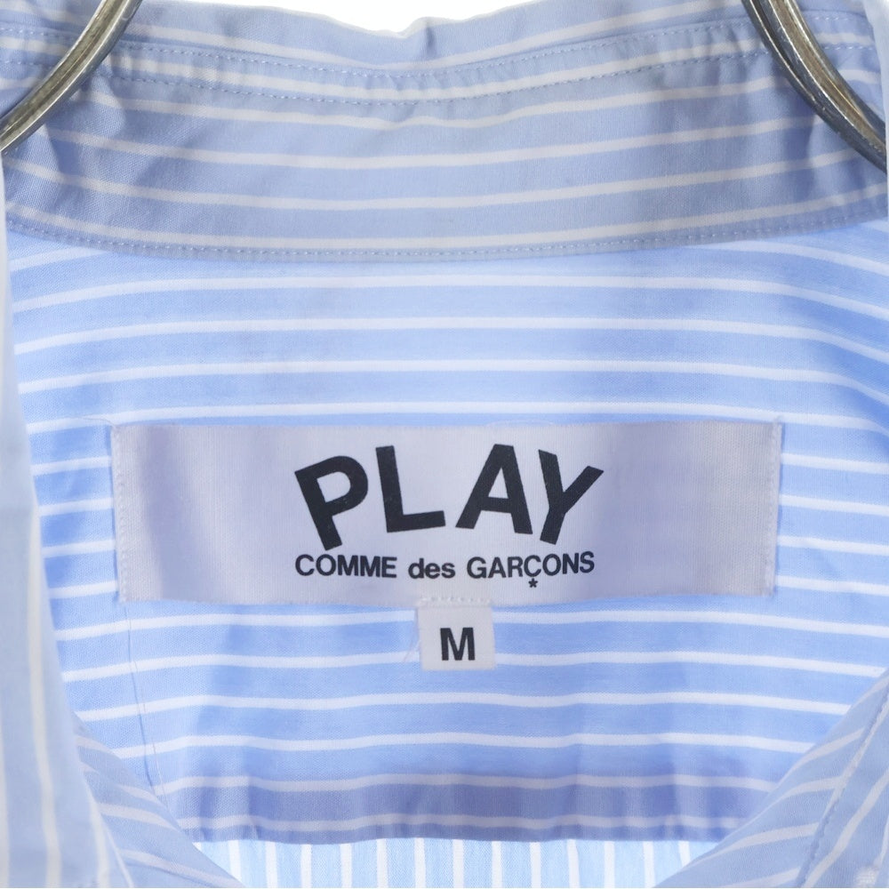 PLAY COMME des GARCONS(プレイコムデギャルソン) ×THE NORTH FACE AE-B202 ザ ノースフェイス フロントロゴプリント ストライプ長袖シャツ ホワイト/ブルー