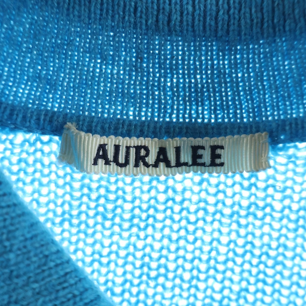 AURALEE(オーラリー) 23AW SHETLAND WOOL KNIT CARDIGAN シェットランドウール カシミヤ混 ニットカーディガン ブルー A23AC01SC