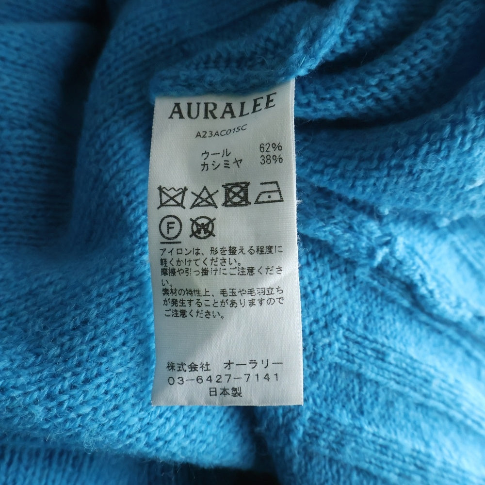 AURALEE(オーラリー) 23AW SHETLAND WOOL KNIT CARDIGAN シェットランドウール カシミヤ混 ニットカーディガン ブルー A23AC01SC