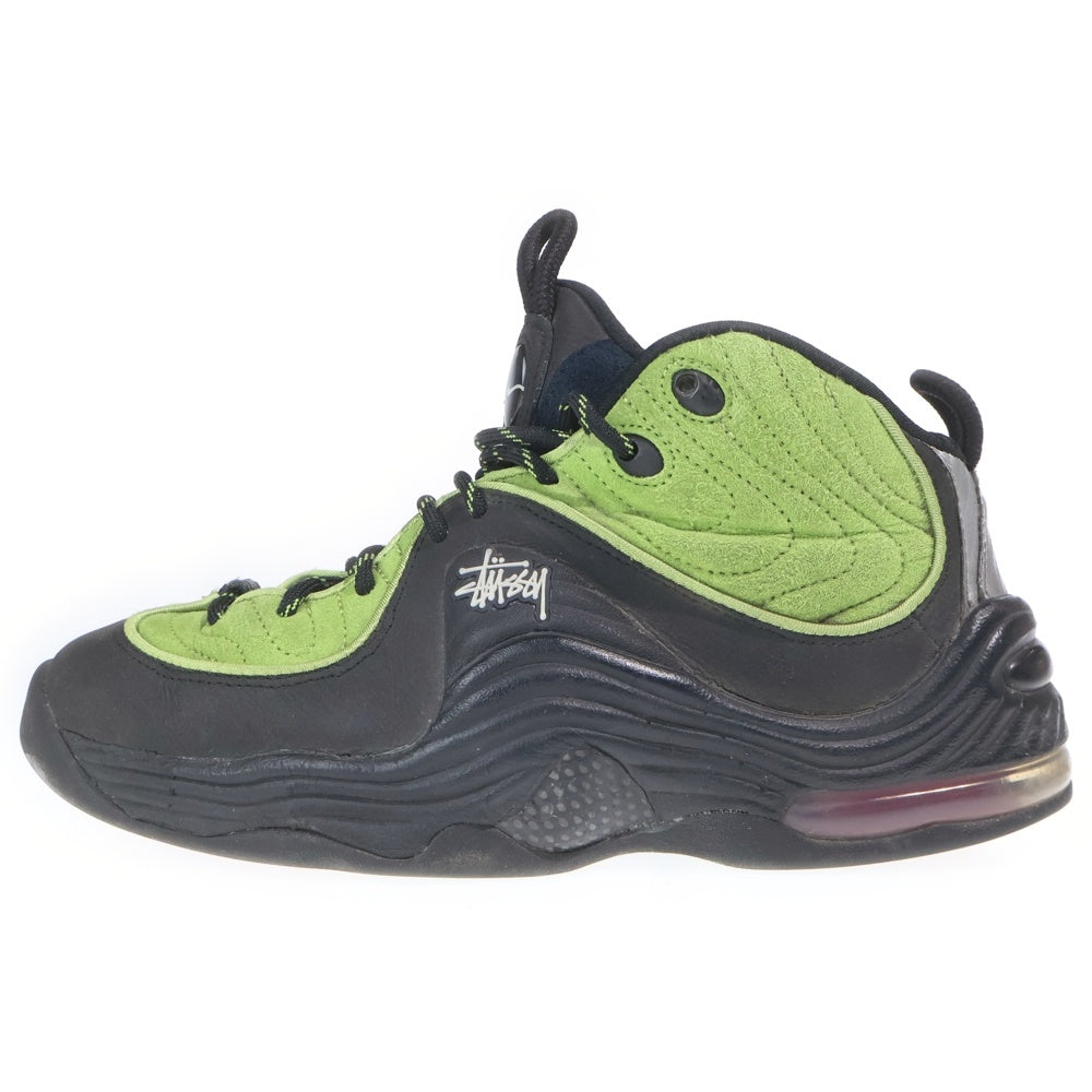 NIKE(ナイキ) ×STUSSY AIR PENNY 2 ステューシー エアペニー2 ミドルカットスニーカー ブラック/グリーン US7.5/25.5cm DX6933-300