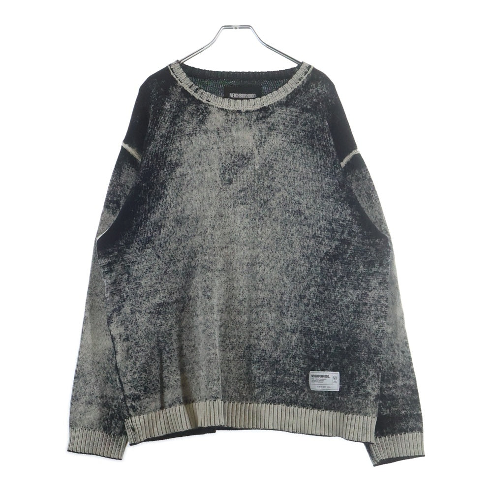 NEIGHBORHOOD(ネイバーフッド) 26SS PIGMENT BLEED CREWNECK SWEATER ピグメント クルーネック コットン 長袖ニットセーター ホワイト/ブラック 26113NH-KNM02