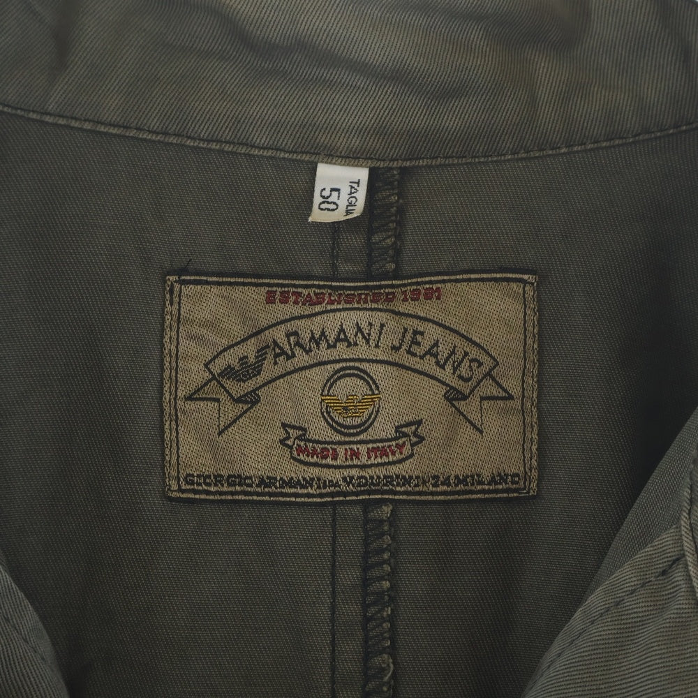 ARMANI JEANS(アルマーニ ジーンズ) 90S VINTAGE M-51 ヴィンテージ アームロゴプレート ジップアップ モッズコート カーキ R6K02R5
