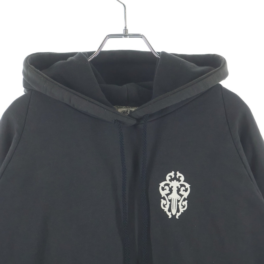 CHROME HEARTS(クロムハーツ) OLD SWTSHRT PLVR HD ヴァインダガープリント 裏地サーマル アームクロスプリント スウェットプルオーバーパーカー ブラック