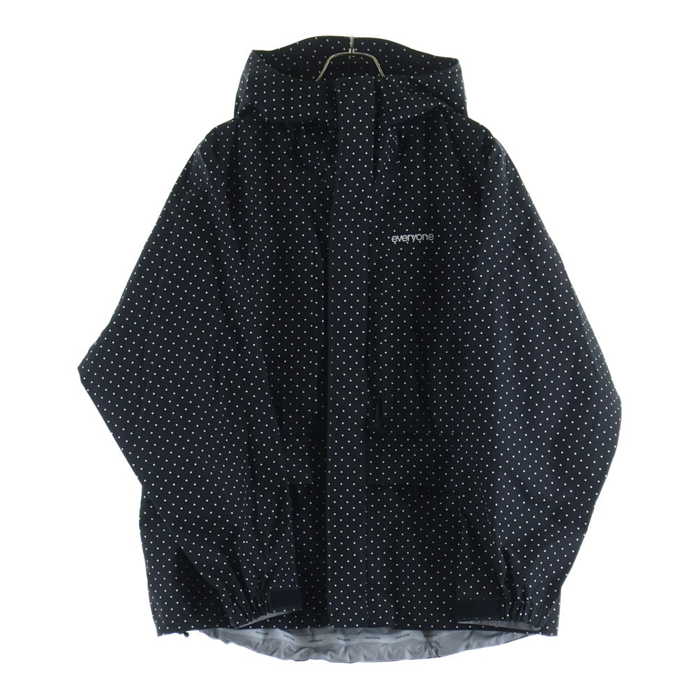 everyone(エブリワン) Dot 3Layer Jacket ドット柄 3レイヤー ジップアップ フーデッドナイロンジャケット ブラック AKAD037