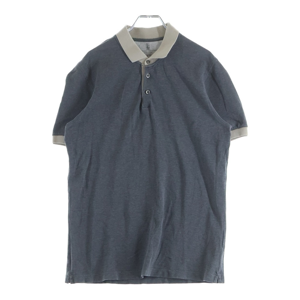 BRUNELLO CUCINELLI(ブルネロクチネリ) イタリア製 コットン 半袖ポロシャツ グレー/ベージュ